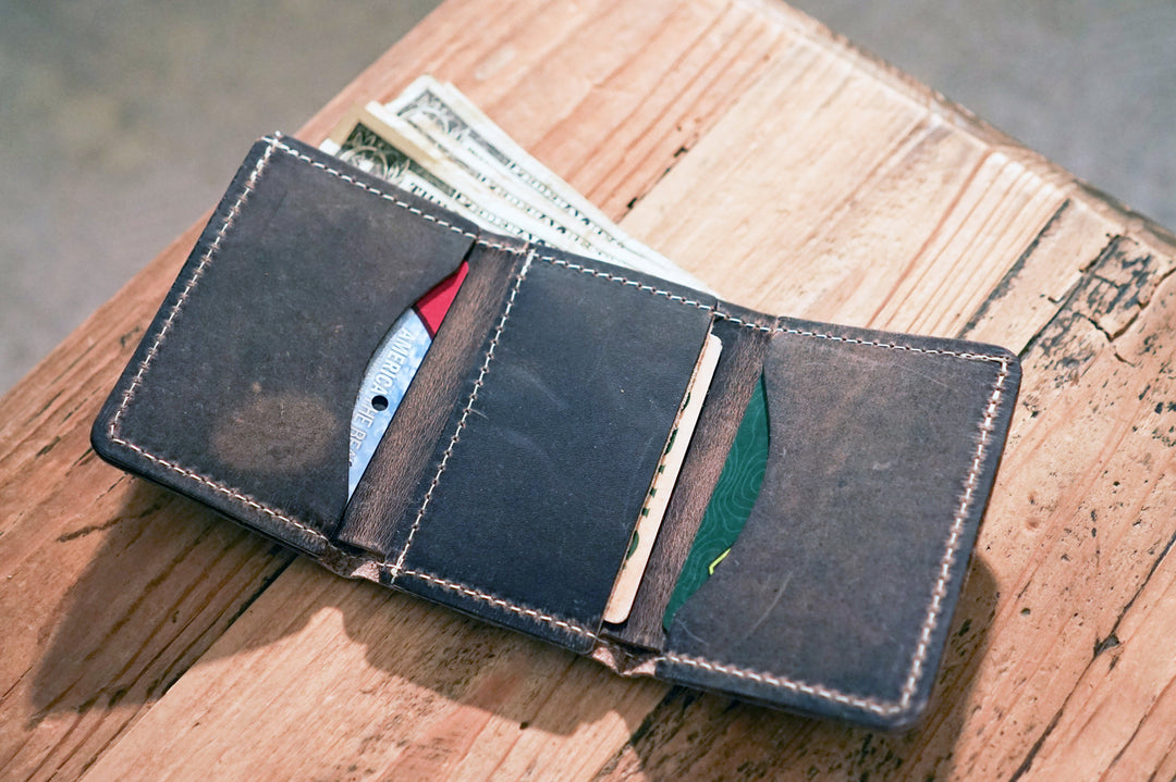 Leather Trifold Wallet - Concrete