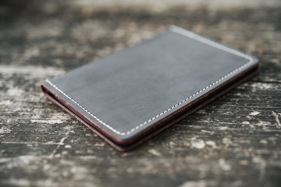 Leather Field Notes Cover Wallet - Black Crimson
