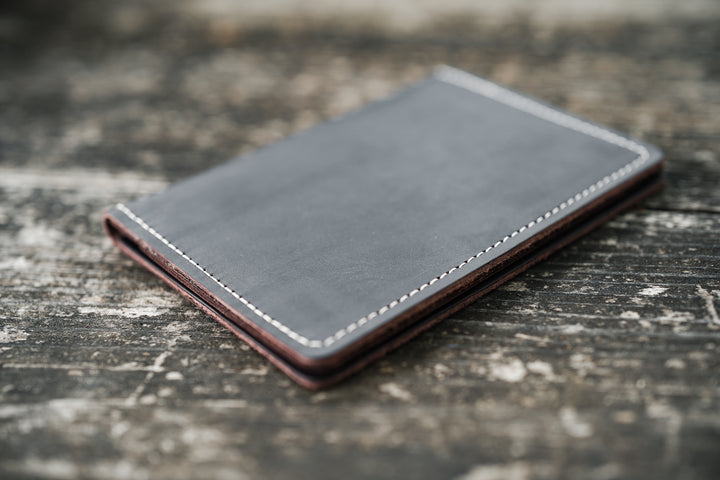 Leather Field Notes Cover Wallet - Black Crimson