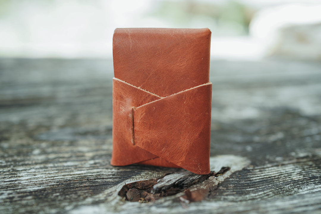 The Owen Stitchless Leather Card Wallet - Horween Leather English Tan