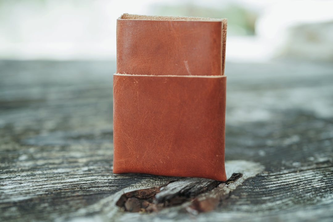 The Owen Stitchless Leather Card Wallet - Horween Leather English Tan