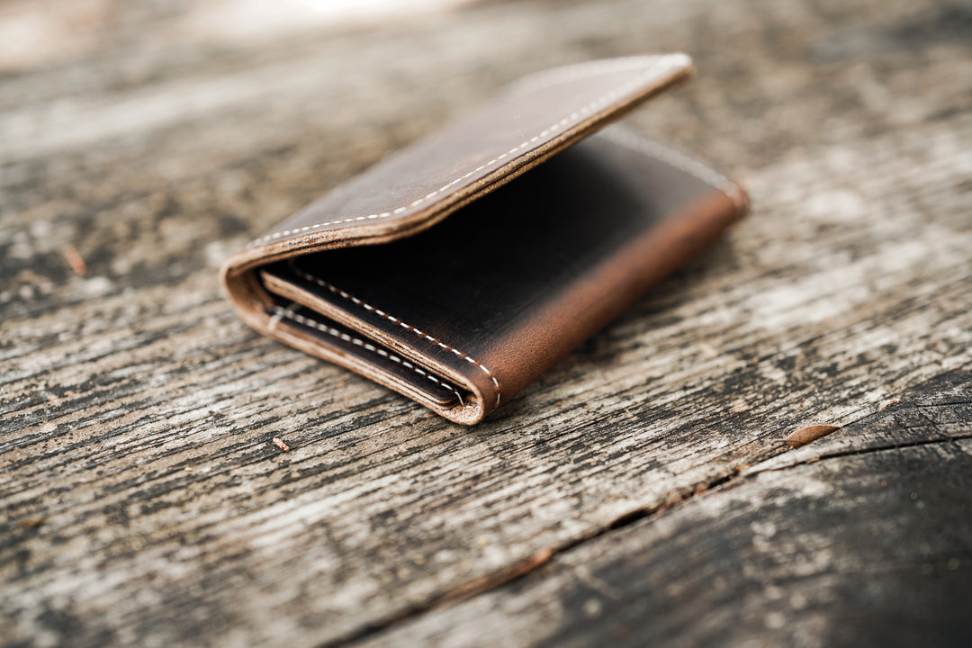 Leather Trifold Wallet - Coffee Brown