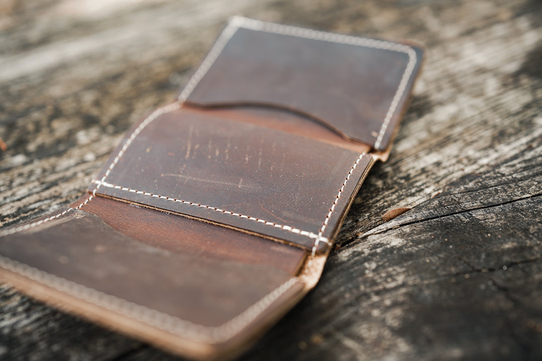 Leather Trifold Wallet - Coffee Brown