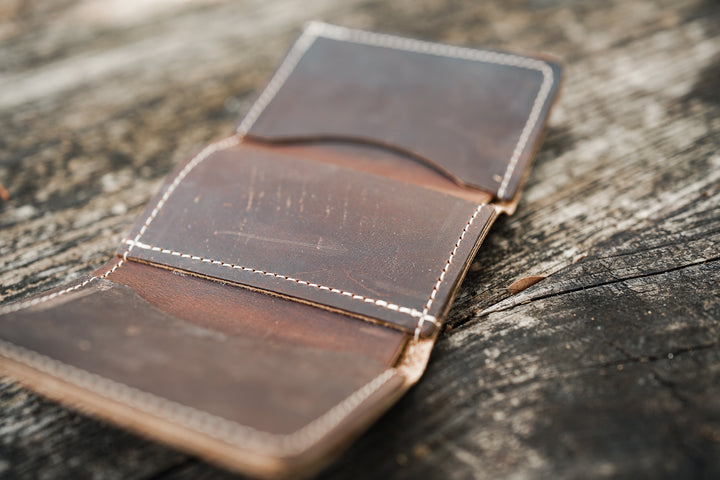 Leather Trifold Wallet - Coffee Brown