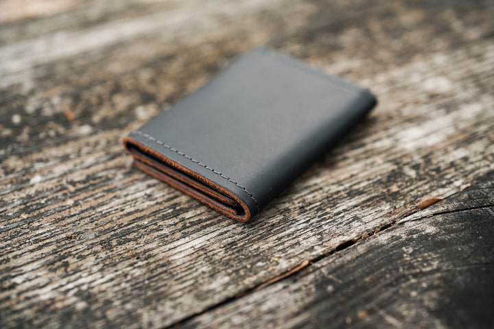 Leather Trifold Wallet - Black