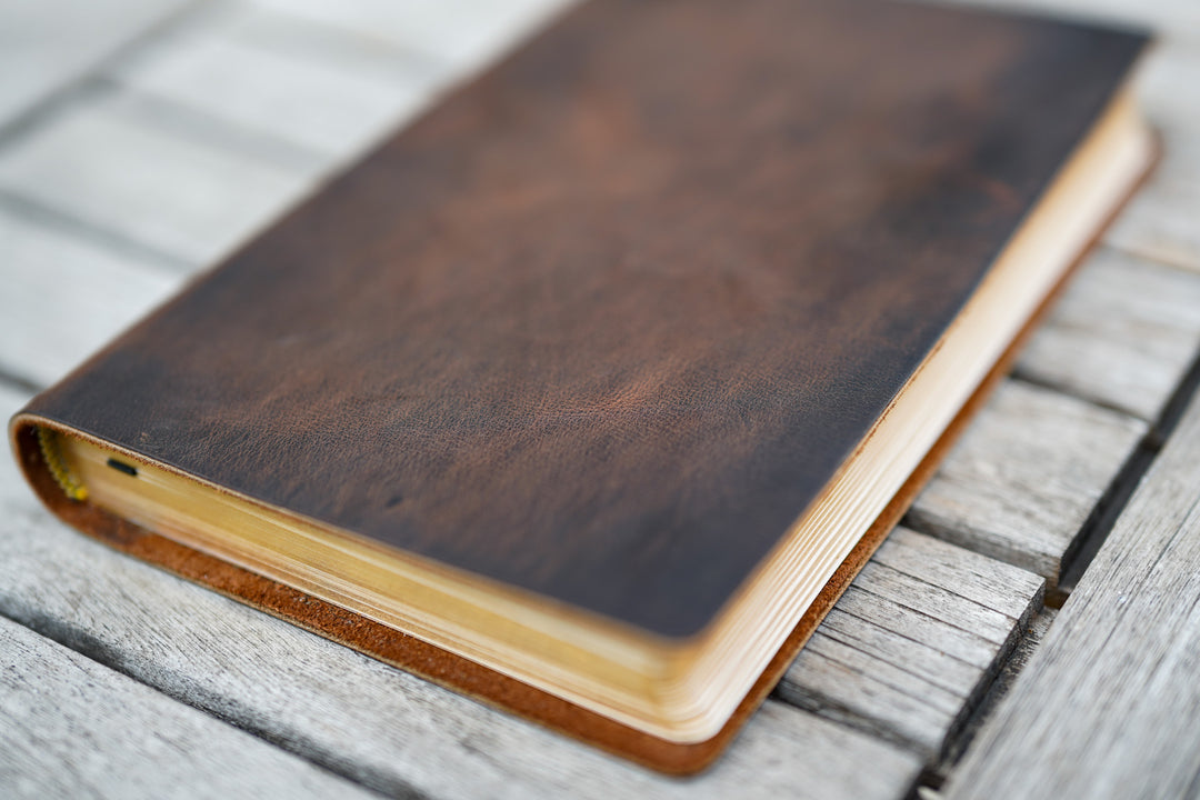 NIV Thinline Leather Bible Full Grain - Coffee Brown, Personalized