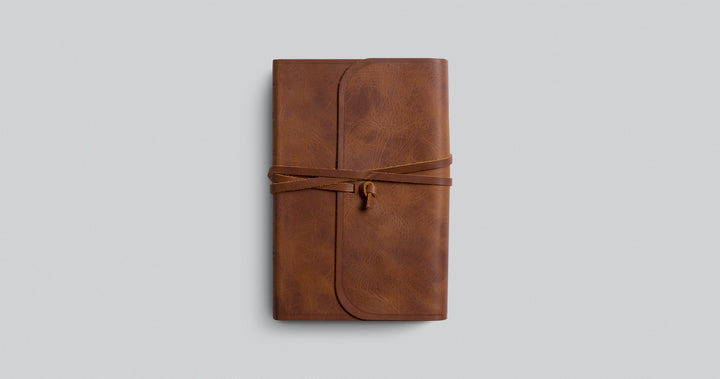 ESV Thinline Bible Wrapped Leather, Brown, with Strap - Chapter House Leather