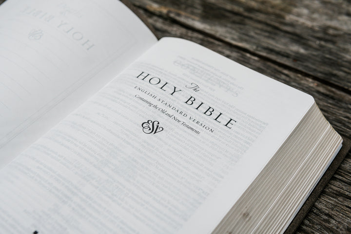 ESV Thinline Leather Bible Full Grain - Slate Grey, Personalized - Chapter House Leather
