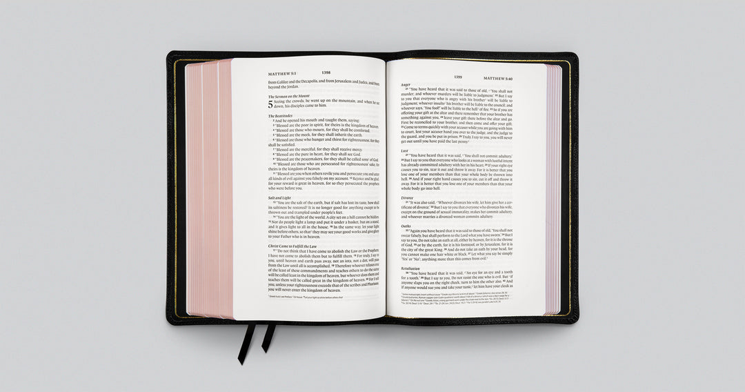 ESV Leather Preaching Bible, Goatskin Black, Personalized - Chapter House Leather