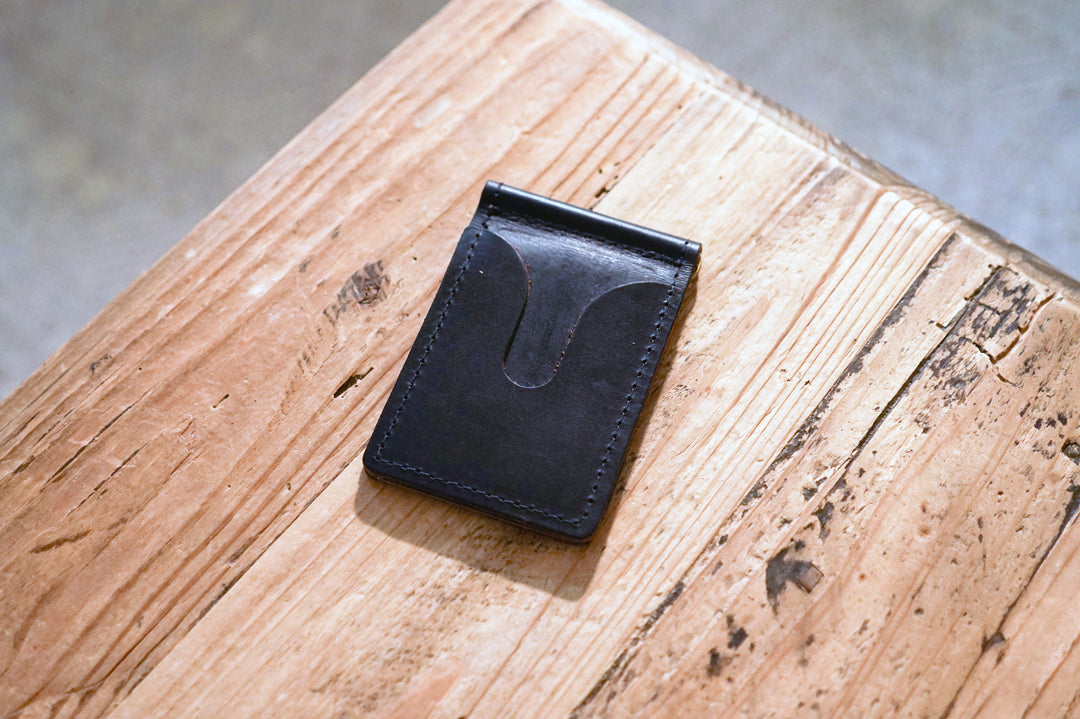 Leather Money Clip Wallet - Black