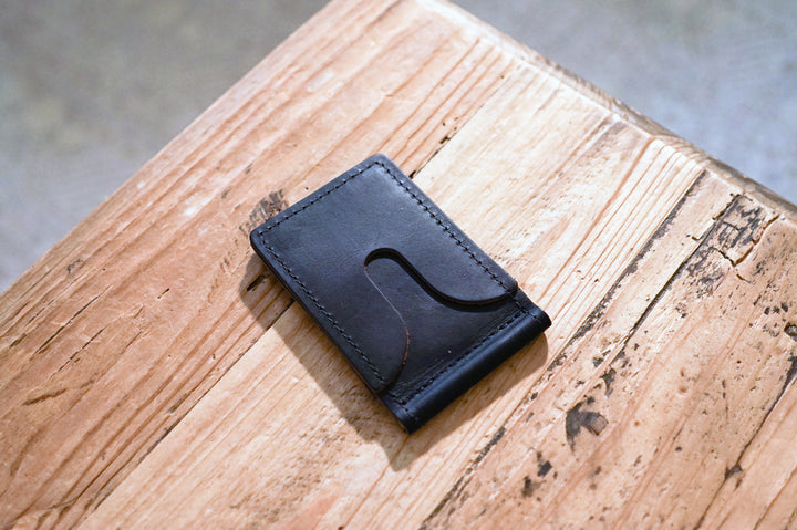 Leather Money Clip Wallet - Black