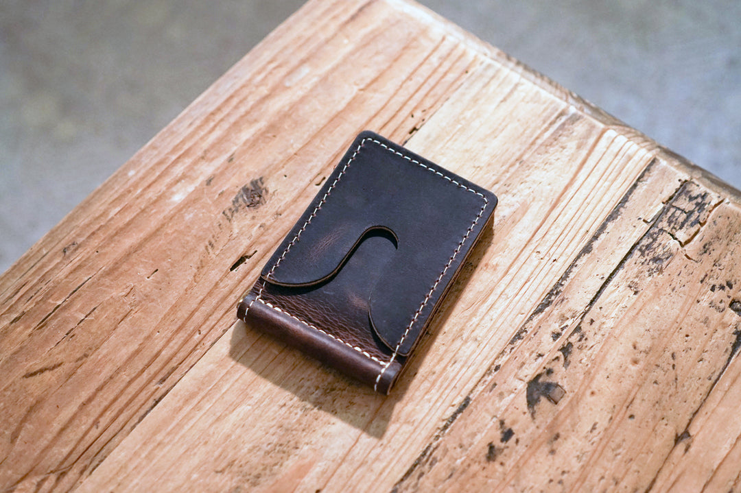 Leather Money Clip Wallet - Coffee Brown