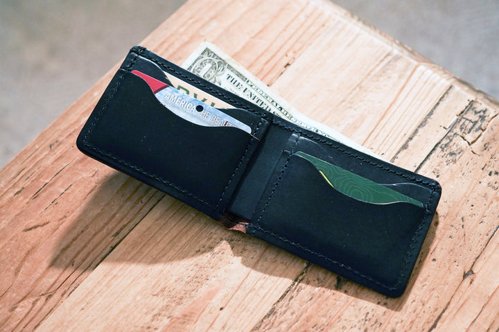 Leather Bifold Wallet Open