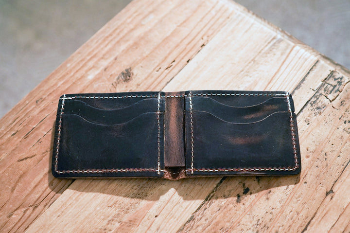 Leather Bifold Minimalist Wallet - Coffee Brown