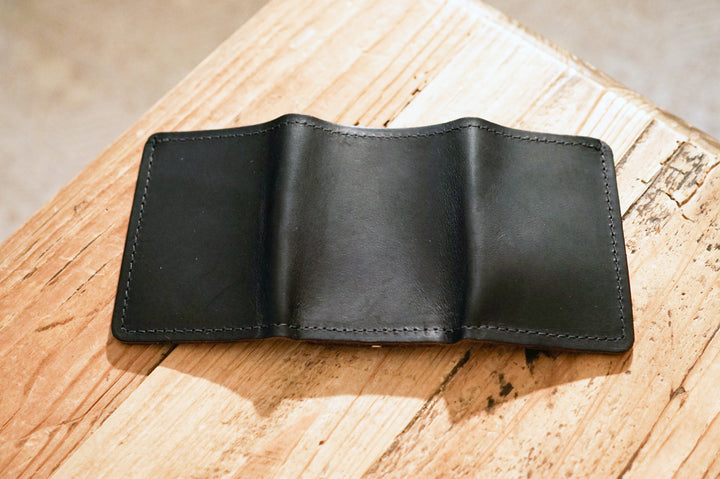 Leather Trifold Wallet - Black