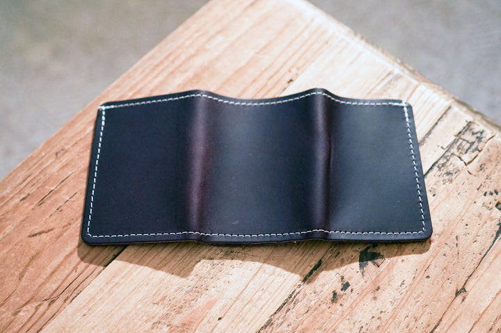 Leather Trifold Wallet - Black Crimson