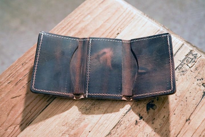 Leather Trifold Wallet - Coffee Brown