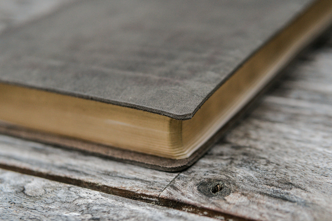 ESV Thinline Leather Bible Full Grain - Slate Grey, Personalized - Chapter House Leather