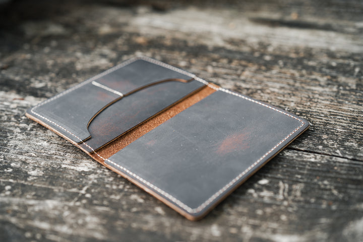 Leather Passport Cover Wallet - Coffee Brown