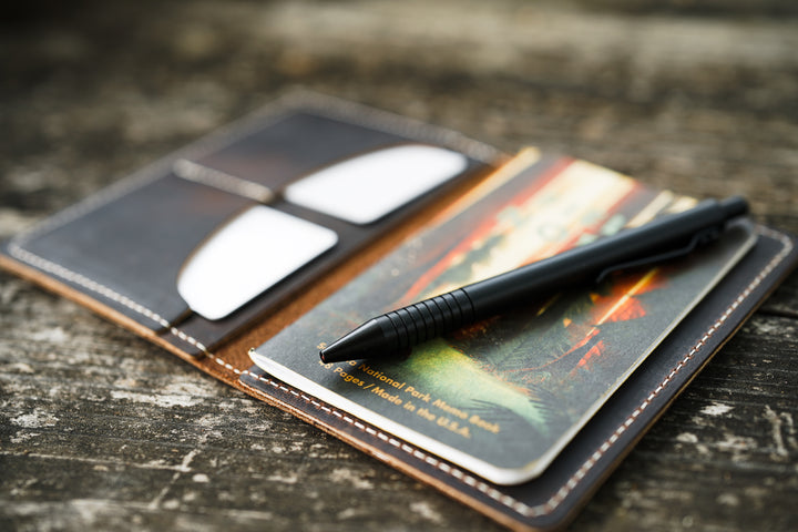 Leather Field Notes Cover Wallet - Coffee Brown