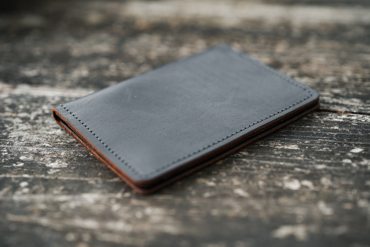Leather Passport Cover Wallet - Black