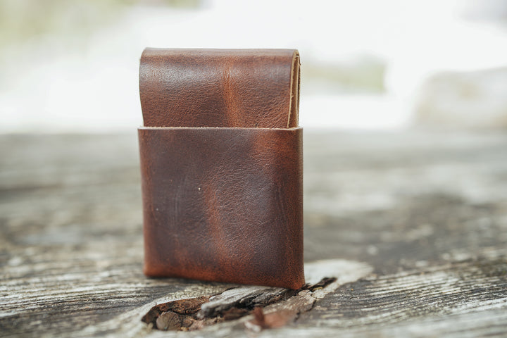 The Owen Stitchless Leather Card Wallet - Horween Leather Heirloom Brown