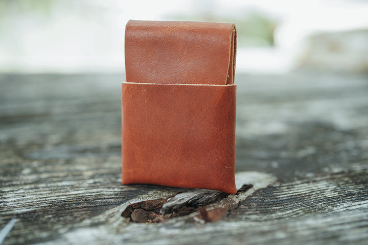 The Owen Stitchless Leather Card Wallet - Horween Leather English Tan
