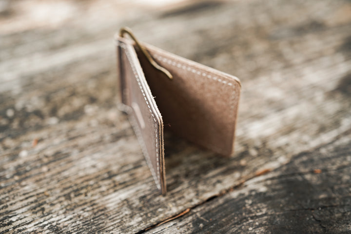 Leather Money Clip Wallet - Concrete