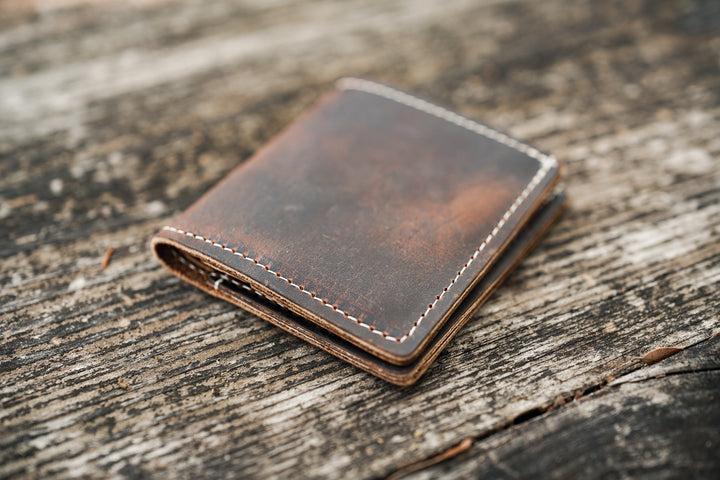 Leather Traditional Bifold Wallet - Coffee Brown