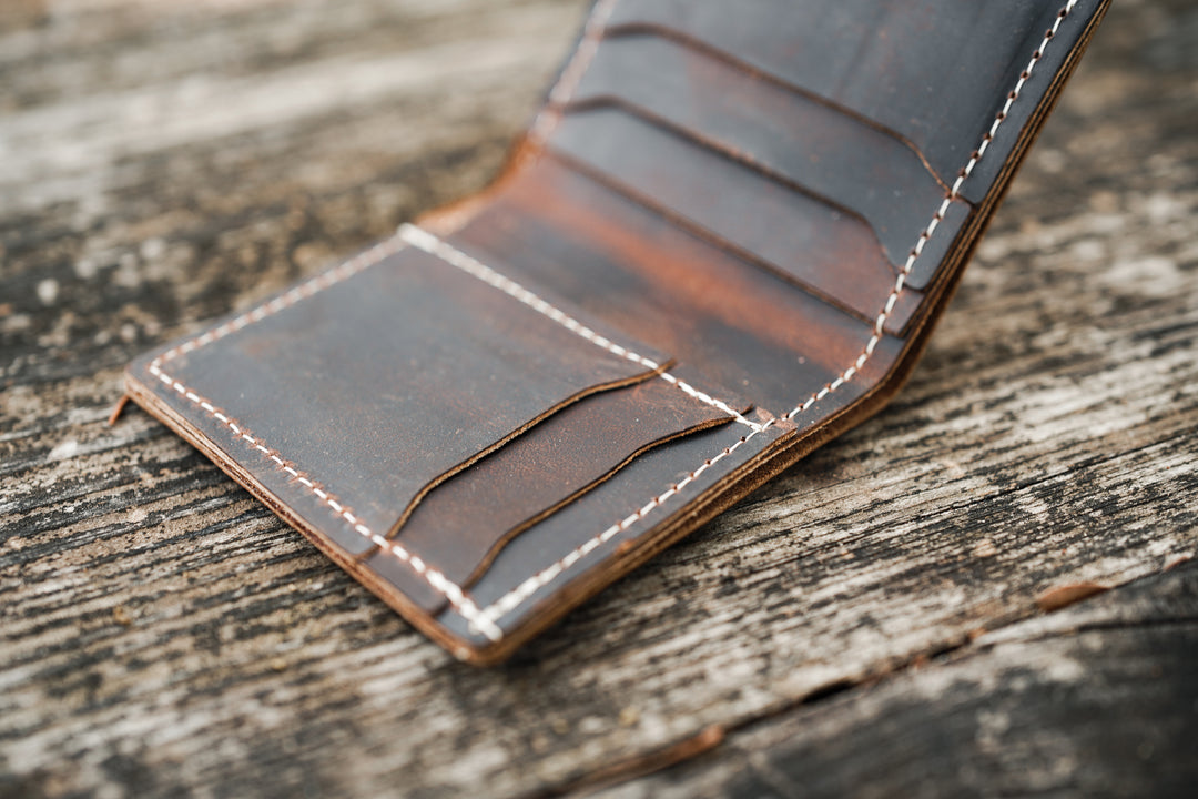 Leather Traditional Bifold Wallet - Coffee Brown