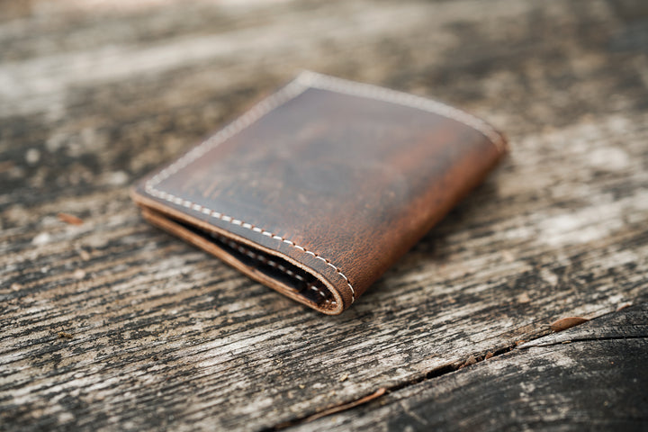 Leather Traditional Bifold Wallet - Coffee Brown