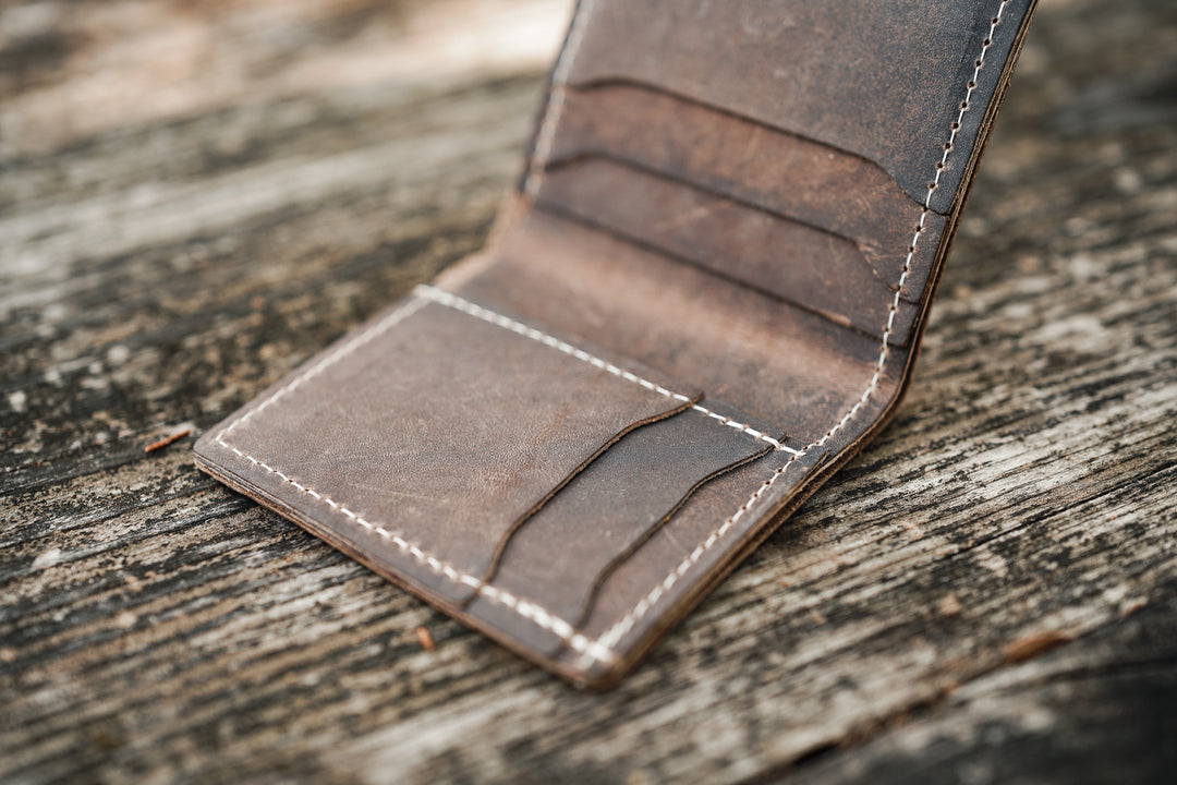 Leather Traditional Bifold Wallet - Concrete