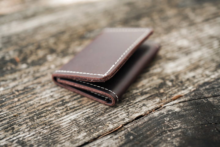 Leather Trifold Wallet - Black Crimson