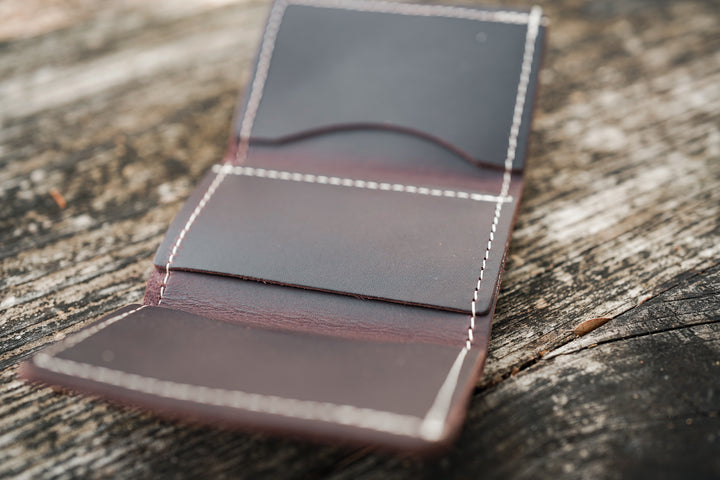 Leather Trifold Wallet - Black Crimson