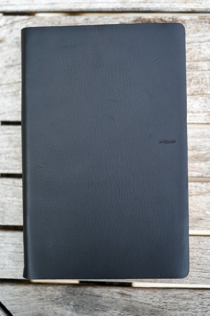 NIV Thinline Leather Bible Full Grain - Matte Black, Personalized