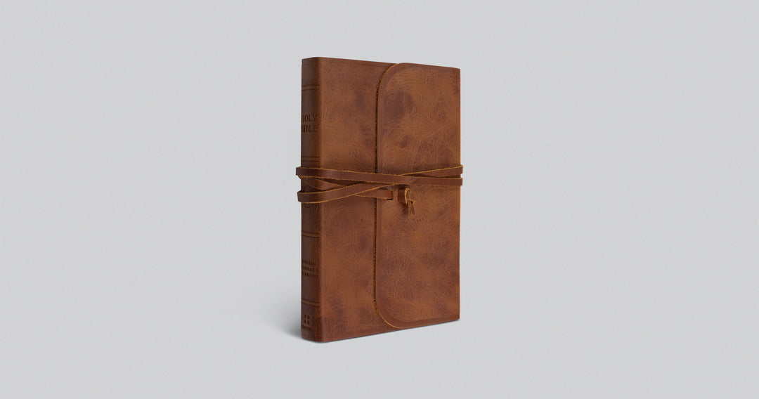 ESV Thinline Bible Wrapped Leather, Brown, with Strap - Chapter House Leather