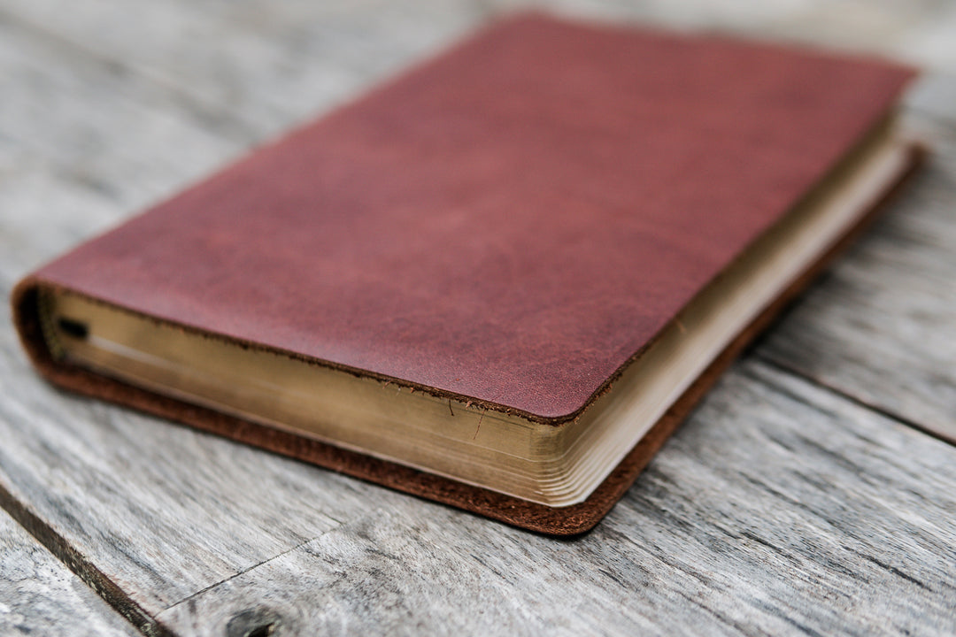 ESV Thinline Leather Bible Full Grain - Chestnut Brown, Personalized - Chapter House Leather