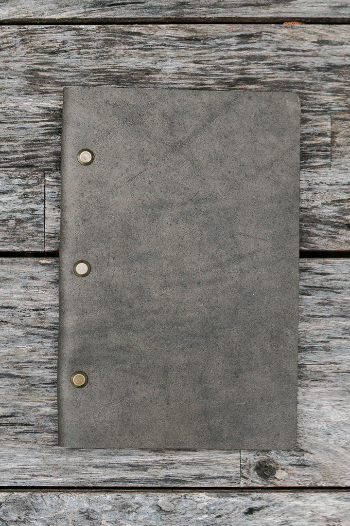 Refillable Leather Notebook, Bible Journal - Slate Grey - Chapter House Leather